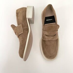 PREMIATA Suede Beige tan brown chunky penny Loafer Womens 38 8 Italy Luxury